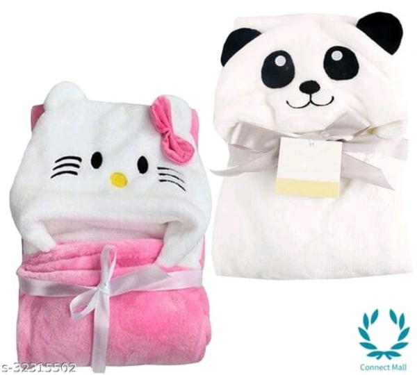 Premium Hooded Microfiber Baby Wrapper for all season Towel IN PINK And BLUE - Cotton, Pack Of :2, Blue